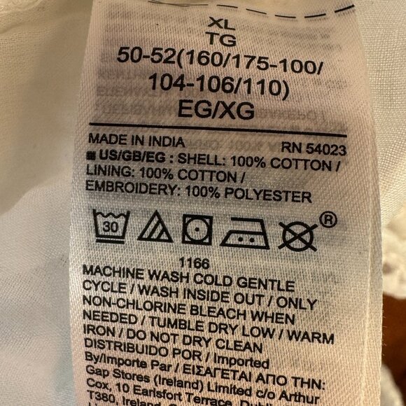 NWT GAP White Eyelet Cotton Three Quarter Sleeves A-Line Dress - Women's X-Large - Picture 11 of 11